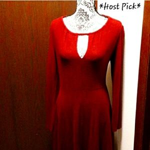 Reborn J Burgundy Long Keyhole Dress